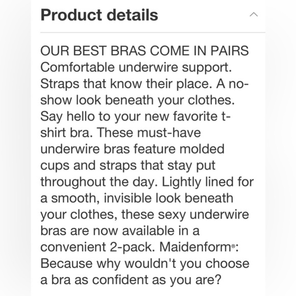 2 MAIDENFORM SELF EXPRESSIONS T-SHIRT BRAS WHITE TAN 36DD - Picture 11 of 11